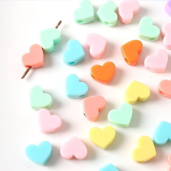 Непрозрачный акрил европейского бисера, бусины с большим отверстием, сердце