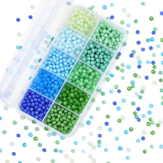 1500 шт. 10 стили имитация нефрита стеклянные бусины, граненые, шайба