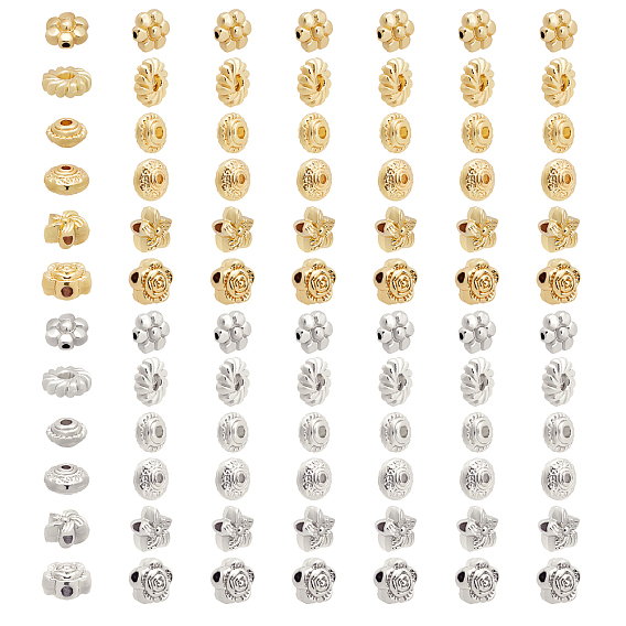 72Pcs 12 Style Alloy Beads, Cadmium Free & Lead Free, Mixed Shapes