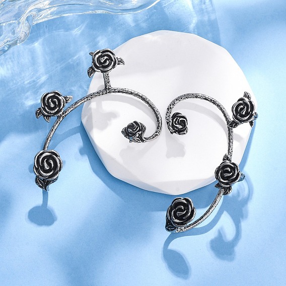 316 хирургические серьги-манжеты из нержавеющей стали., цветок, слева и справа