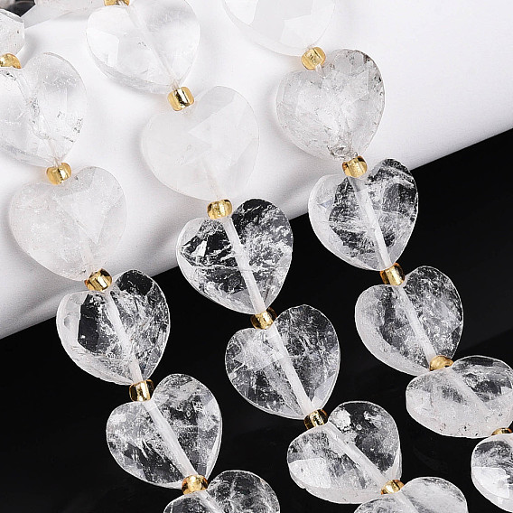 Природных кристаллов кварца бисер нитей, горного хрусталя, граненое сердце, с бисером