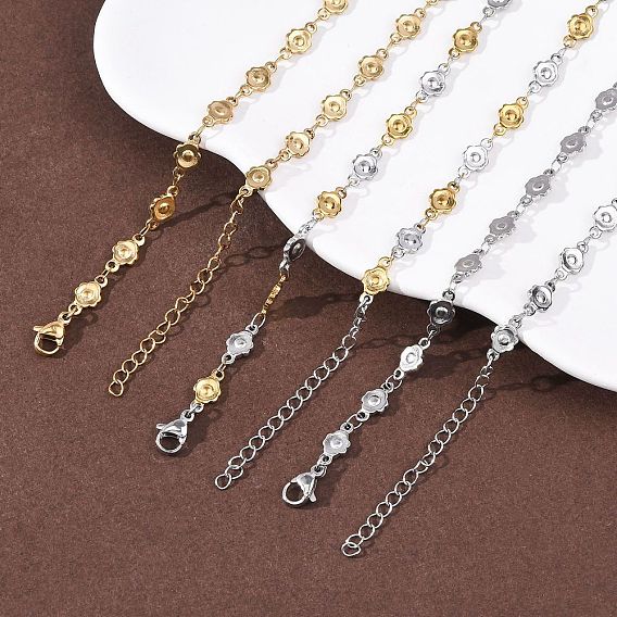 5.5мм 304 ожерелья из нержавеющей стали с цветочным звеном, ионное покрытие (ip)