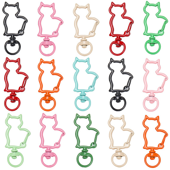 30 шт. окрашенных распылением экологичных сплавов с поворотными карабинами и застежками, без кадмия, без никеля и без свинца, форма кошки