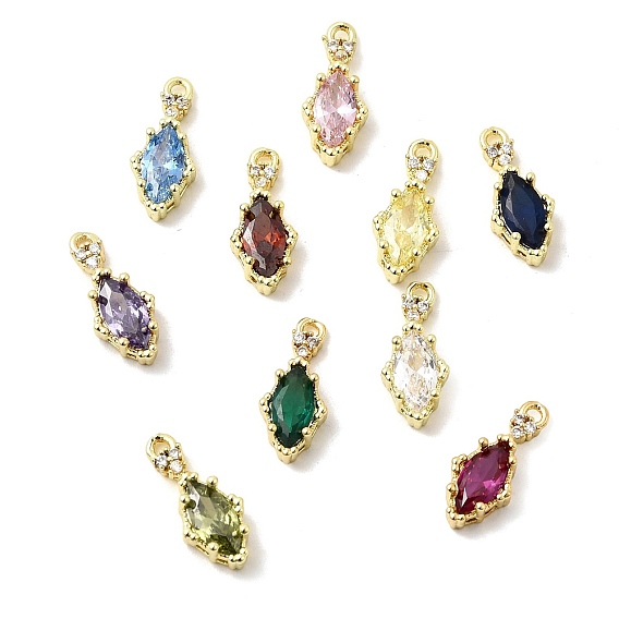 Подвески в виде конского глаза с микропаве из кубических цирконий из латуни, золотые