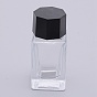 Glass Fountain Pen Ink Bottle, with ABS Plastic Bottle Cap, Cuboid