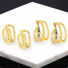 Colorful Geometric Zircon Ear Cuff for Women, Chic and Trendy Clip-on Earrings