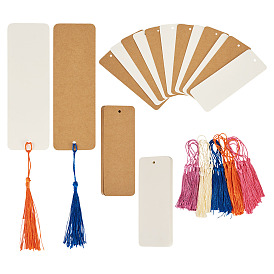 40шт 2 цвета бумажные пустые закладки, прямоугольные, 40шт 5 цвет полиэстер кисточки украшения, кулон украшения