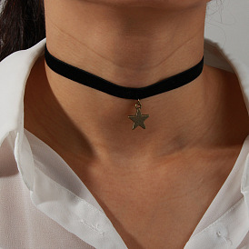 Elegante collar de gargantilla de terciopelo con colgante de estrella para mujer de ne419 factory de joyería