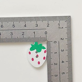 2-луночные пуговицы из дерева, клубника