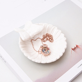 Round with Butterfly Ceramics Jewelry Plate, Storage Tray for Rings, Necklaces, Earring