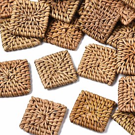 Perles de canne / rotin faites à la main, pour faire des boucles d'oreilles et des colliers en paille, pas de trous / non percés, carrée
