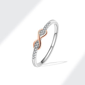 Кольца для женщин с микропаве из латуни и кубическими цирконами, бесконечность