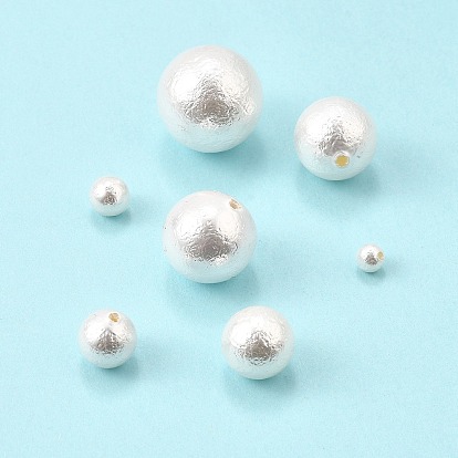 Гальванизированные бусины из ракушек-жемчужин, половине просверлил, круглые, 