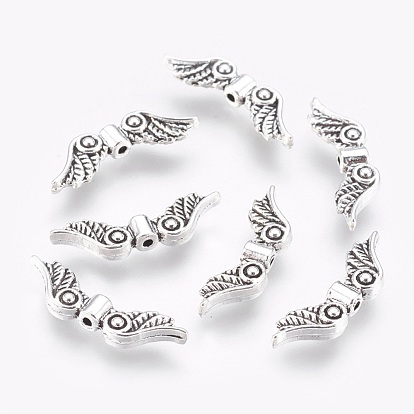 Wing Alloy Beads, Lead Free & Cadmium Free, 7x23x3mm, Hole: 1mm