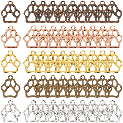110 шт 5 цвета подвески из сплава в тибетском стиле, без кадмия и без свинца, печать медвежьей лапы