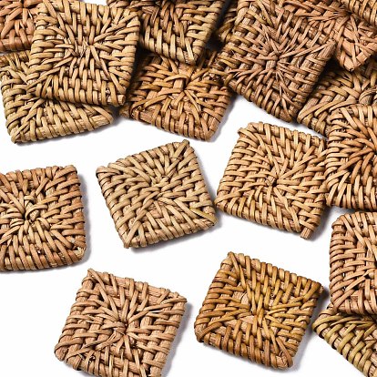 Perles de canne / rotin faites à la main, pour faire des boucles d'oreilles et des colliers en paille, pas de trous / non percés, carrée