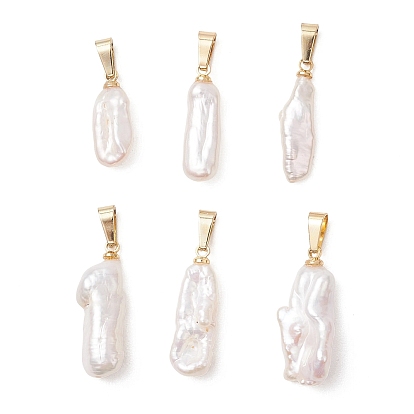 Барочные подвески из натурального жемчуга кеши, с 304 скобами из нержавеющей стали, палочные амулеты, белые