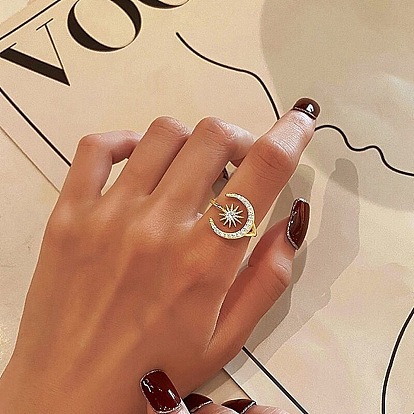 Открытые манжеты из сплава со стразами, луна и солнце