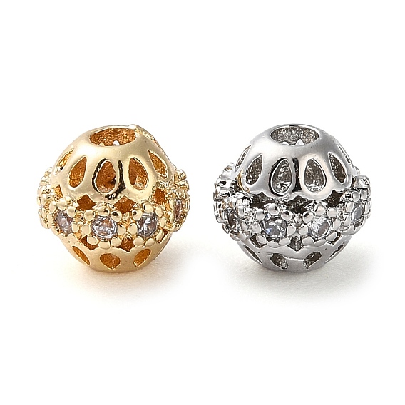 Стойки обшивки латунь микро проложить кубического циркония бусы, долговечный, круглые