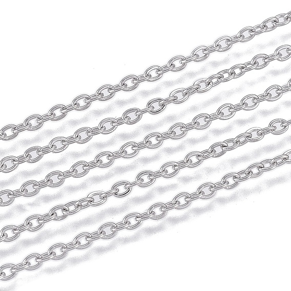304 кабельные цепи из нержавеющей стали, отрыгивающая цепь, пайки, с катушкой, 2.5x2x0.5 мм, около 82.02 футов (25 м) / рулон