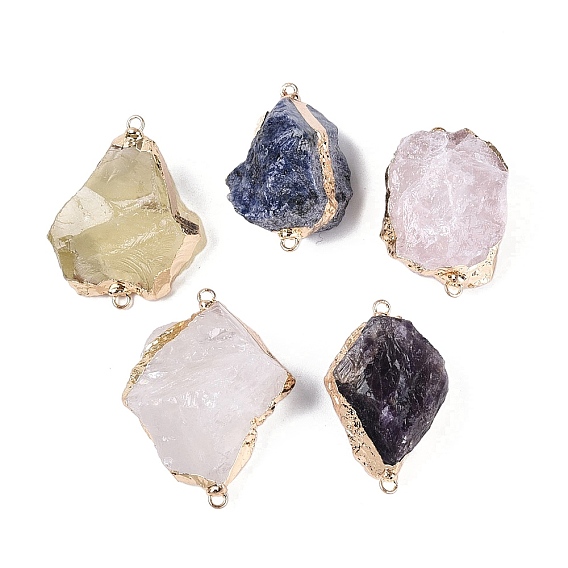 Необработанные натуральные самородки драгоценных камней, соединительные подвески, звенья из латуни с драгоценными камнями в оправе, золотой свет