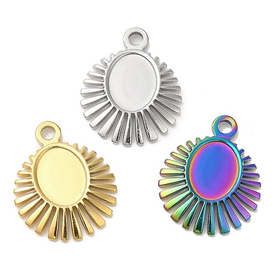 Ion Plating(IP) 304 Stainless Steel Pendant Cabochon Settings, Sun Charms