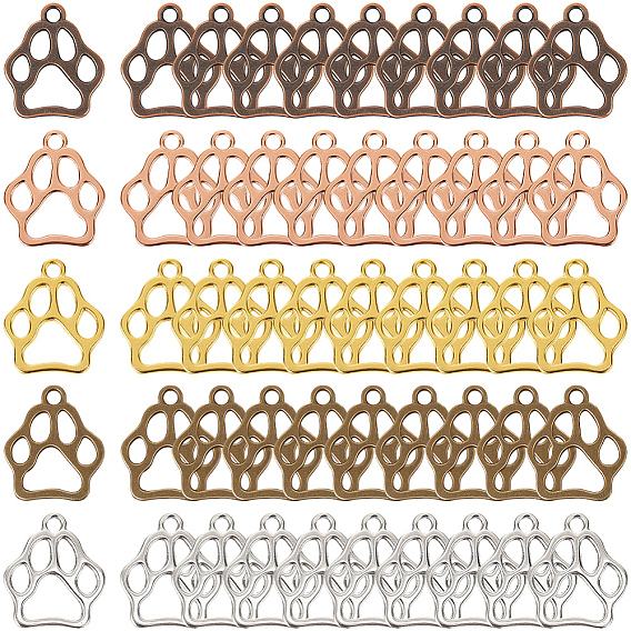 110 шт 5 цвета подвески из сплава в тибетском стиле, без кадмия и без свинца, печать медвежьей лапы