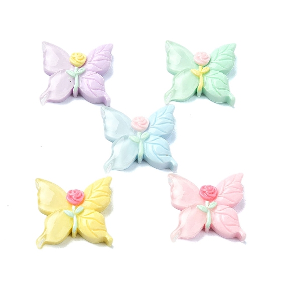 Макарун цветная непрозрачная смола декодирование кабошонов, бабочка с розой