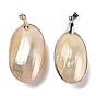 Гальванические большие подвески из натуральной ракушки, латунные овальные подвески с железными застежками-кнопками