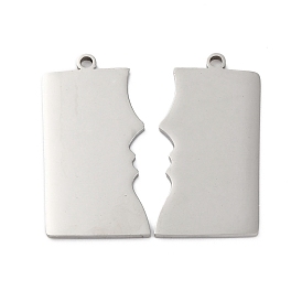 Anti-Tarnish 201 Stainless Steel Pendants, Rectangle Charm