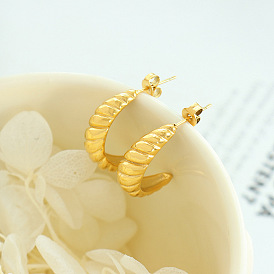 Minimalist Thread Handmade Petal Hoop Earrings for Women, Titanium Steel Non-Fading Jewelry