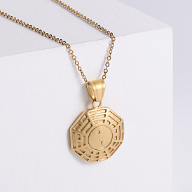 Винтажные панк инь-ян ожерелья из нержавеющей стали с подвеской для мужчин и женщин