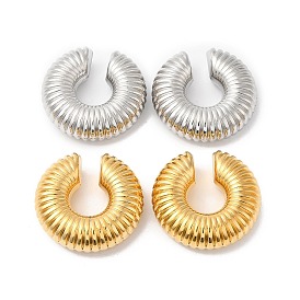 Rack Plating Brass Textured Round Cuff Earrings, Long-Lasting Plated, Cadmium Free & Lead Free