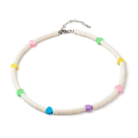 Collier de perles heishi en argile polymère fait main avec pour femme