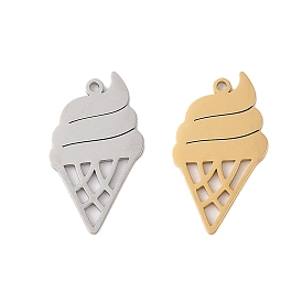 304 Stainless Steel Pendants, Laser Cut, Ice Cream Charm