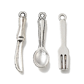 Tibetan Style Alloy Pendants, Fork & Spoon & Knife Charms