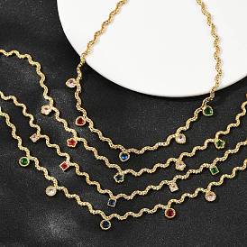 304 ожерелья из нержавеющей стали с кисточками и разноцветными кубическими цирконами для женщин, золотые