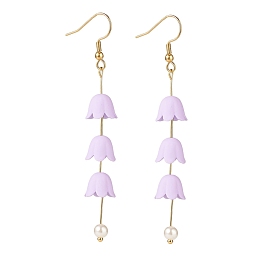 Fleur en acrylique avec boucles d'oreilles longues en perles de plastique, plaqué or 304 bijoux en acier inoxydable pour femmes