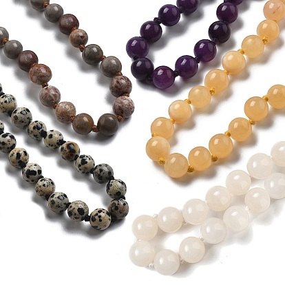 Круглые бусины из натуральных драгоценных камней, из нержавеющей стали застежками омаров коготь