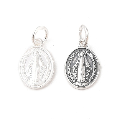 999 овальная подвеска из чистого серебра с религиозными медальонами и соединительными кольцами