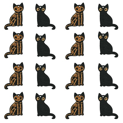 20шт 2 стили Хэллоуин резные деревянные подвески, кошка прелести