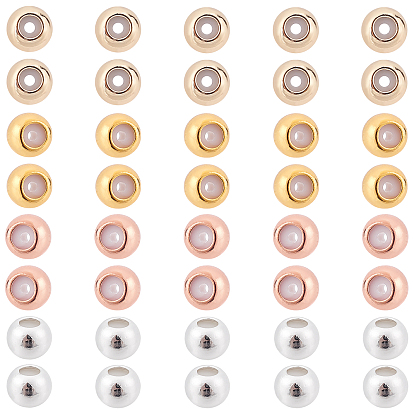 40Pcs 4 Colors Rack Plating Brass Beads, Silicone inside, Cadmium Free & Lead Free, Rondelle, Long-Lasting Plated