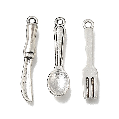 Tibetan Style Alloy Pendants, Fork & Spoon & Knife Charms