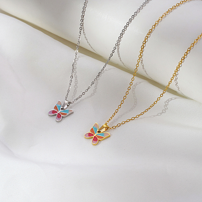 Ожерелья с подвеской в виде цветной бабочки из богемной нержавеющей стали для женщин