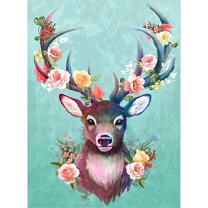 5D DIY Diamond Painting Animals Canvas Kits, with Resin Rhinestones, Diamond Sticky Pen, Tray Plate and Glue Clay