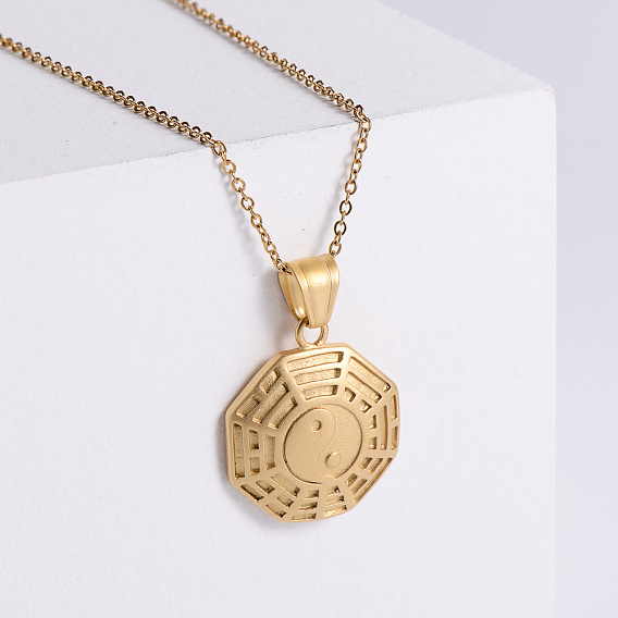 Винтажные панк инь-ян ожерелья из нержавеющей стали с подвеской для мужчин и женщин