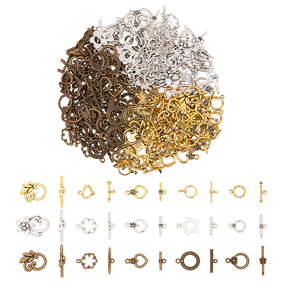 150шт. 15 стили латунные застежки-тоглы, разнообразные