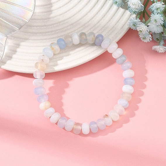 8MM Natural Banded Agate(Dyed & Heated) Rondelle Beaded Stretch Bracelets