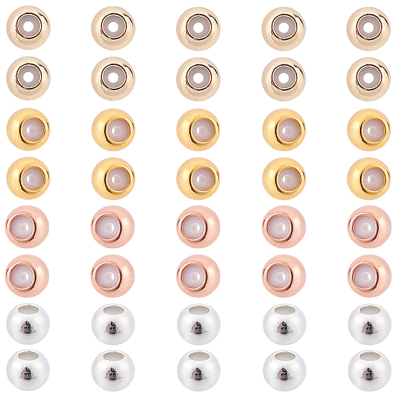 40Stück 4Farben Rack Beschichtung Messing Perlen, Silikon drin, cadmiumfrei und bleifrei, Rondell, langlebig überzogen