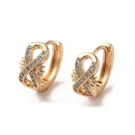 Brass Micro Pave Cubic Zirconia Hoop Earrings, Infinity
